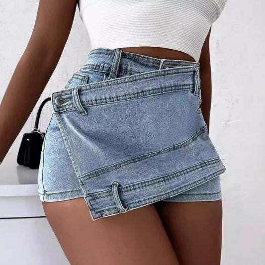 Fashion Mini Rave Street Stretch Irregular A-Line Skinny Y2K Short