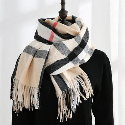 Plaid Mid-length Imitation Cashmere Warm Autumn Winter Scarf