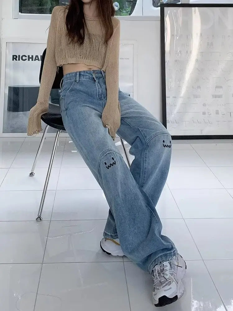 Amy Fashion - Street Trend Ruffian Handsome Letter Hip Hop Personality Fashion Ladies Trousers Jean