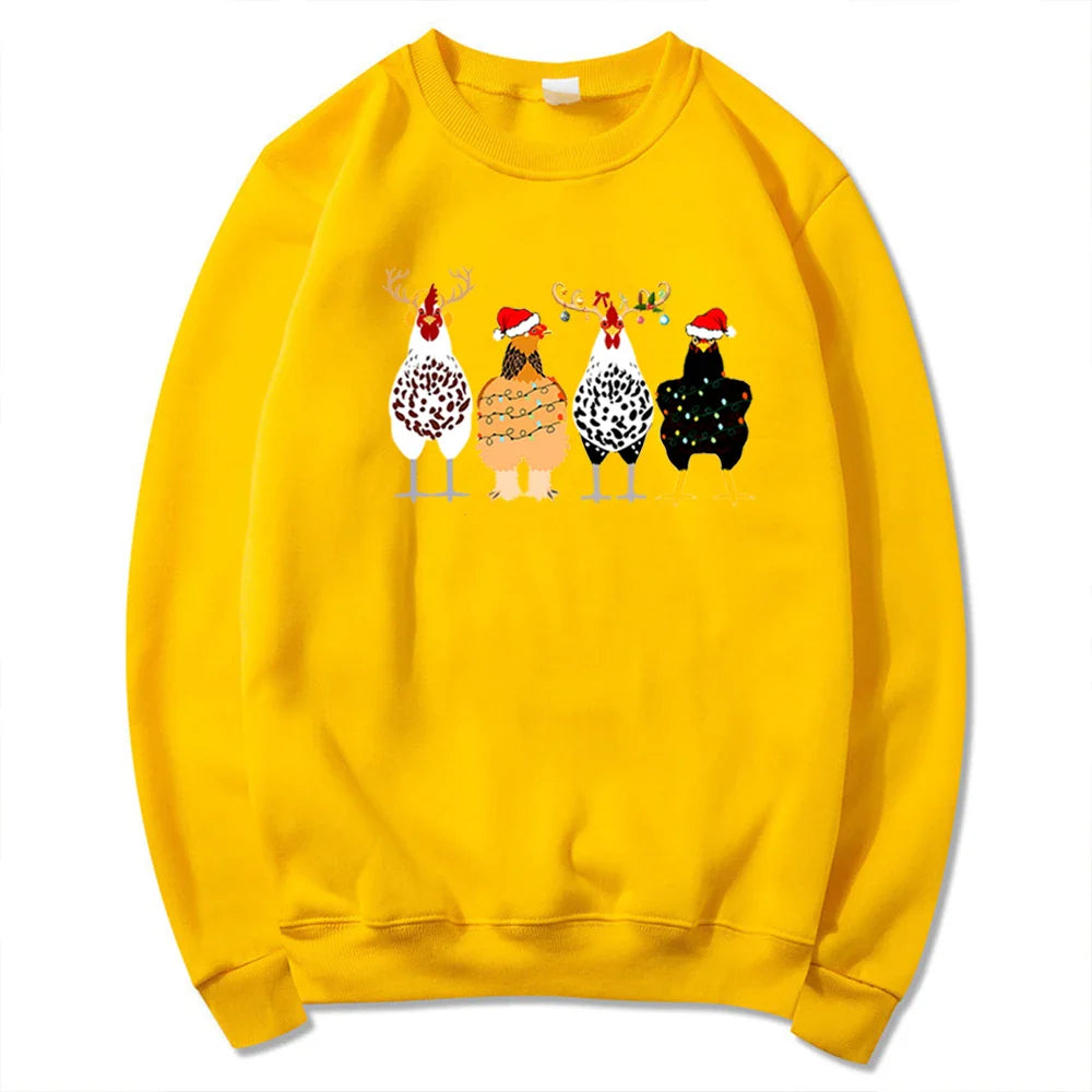 Funny Chickens Christmas Hoodie for Animal Farmers in the Country