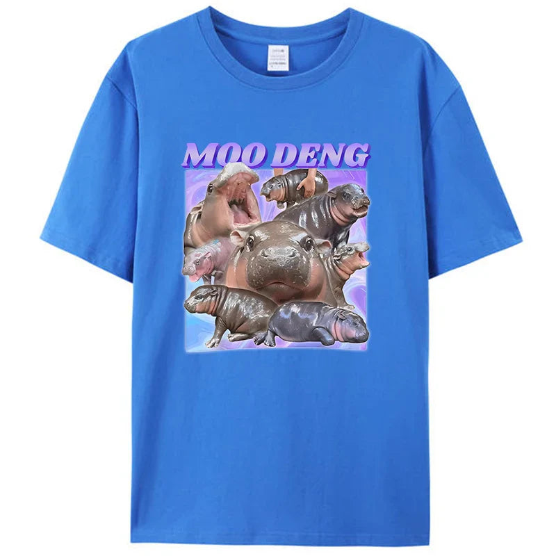 Novelty Gift Funny Moo-Deng Baby Pygmy Hippo Zoo Family Men Women Graphic T-Shirt Moo Deng