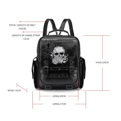 Backpack Skull Style Bag Large Waterproof Capacity Unisex Multi-function Goth