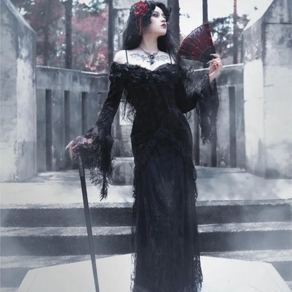 Black Women Mid-Length Dress Style Dark Gothic