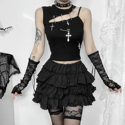 Punk Top Cross Crop Gothic Fashion Bustier