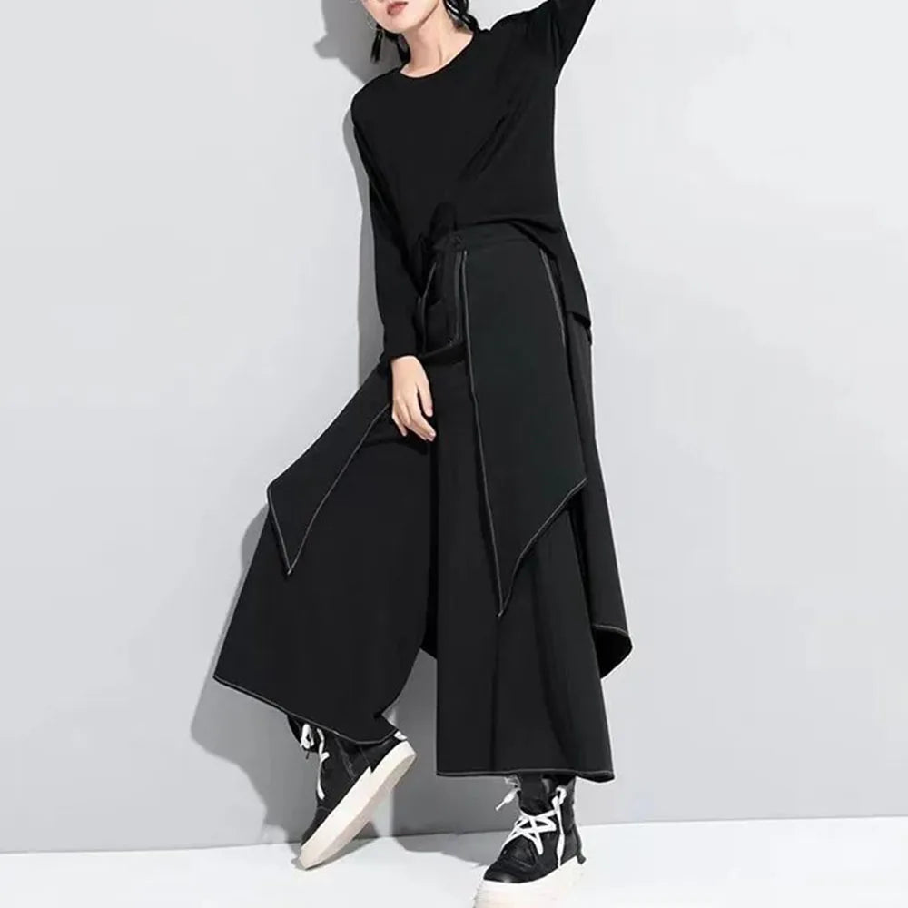 Culottes Layer Casual Streetwear Gothic Pants Double Y2K Samurai