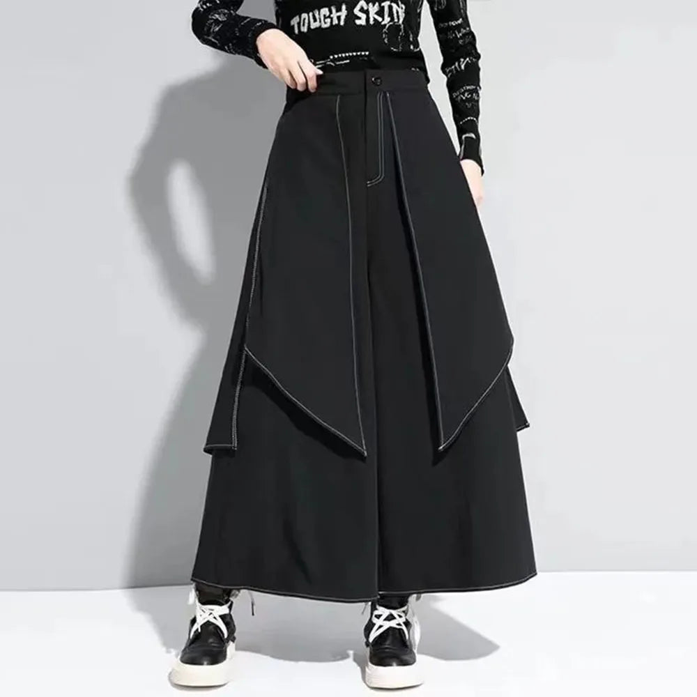 Culottes Layer Casual Streetwear Gothic Pants Double Y2K Samurai