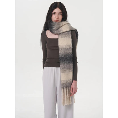 Cashmere Color Block Tassel Muffler Scarf