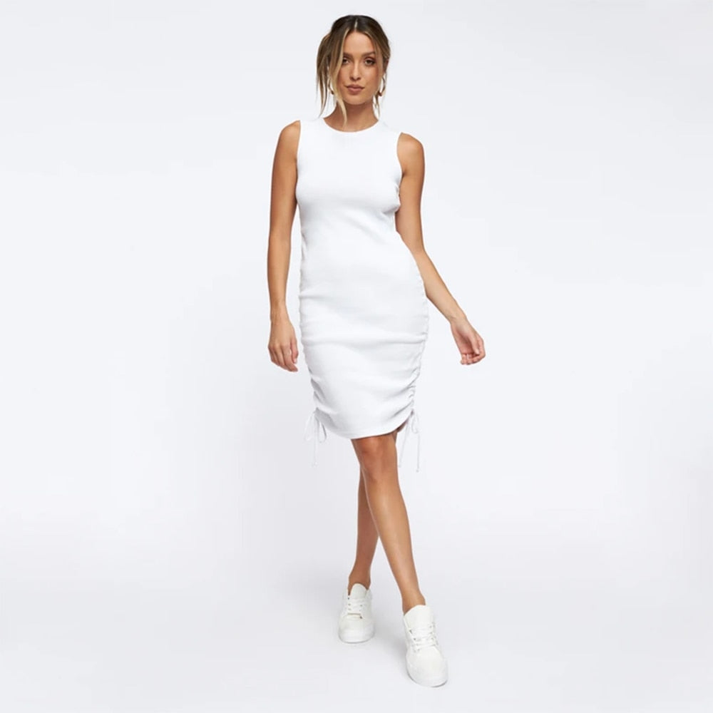 Amy Fashion - Ruched Drawstring Adjustable Length Dress