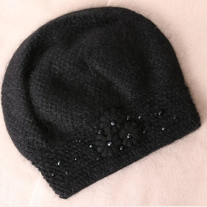 Woolen Black Pullover Hat with Big Circumference