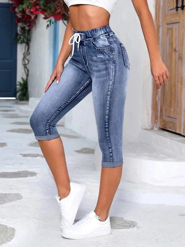 Amy Fashion - High Stretch Skinny Elastic Calf-Length Casual Fashion Female New Jean