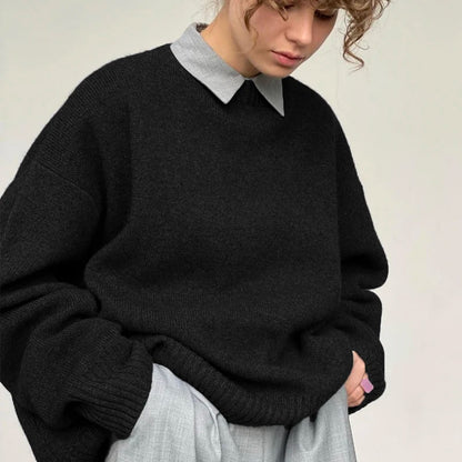 Oversized Cashmere Autumn Winter Women Fashion Basic Knitted Pullover Soft Loose Casual Sweater