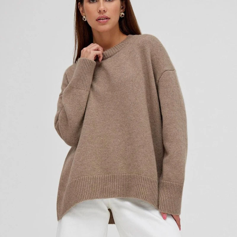 Oversized Cashmere Autumn Winter Women Fashion Basic Knitted Pullover Soft Loose Casual Sweater