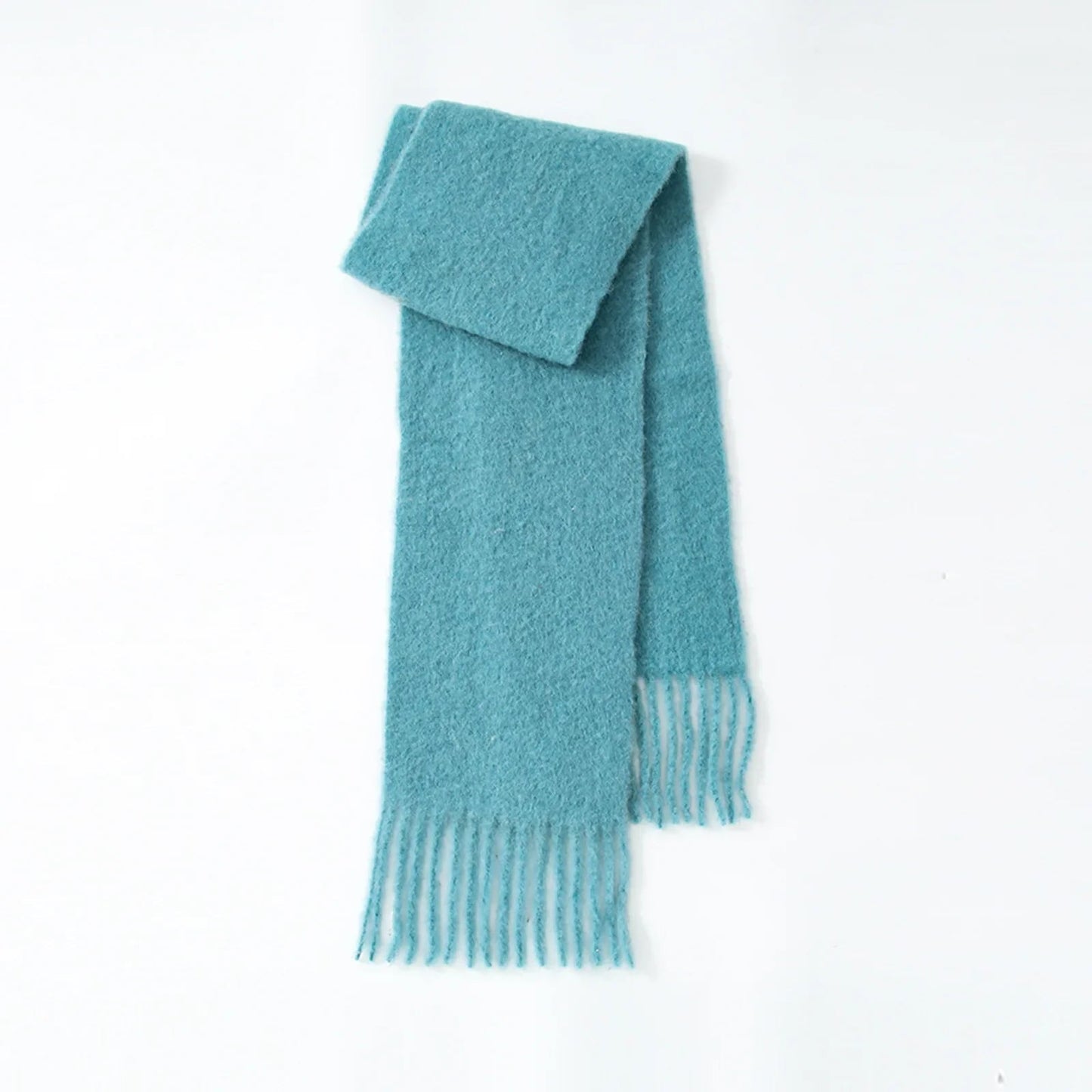 80% Wool Blend Solid Color Tassel Scarf for Women - Autumn Winter Collection