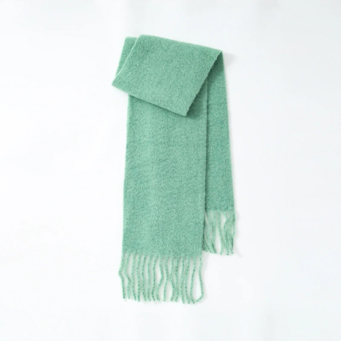 80% Wool Blend Solid Color Tassel Scarf for Women - Autumn Winter Collection