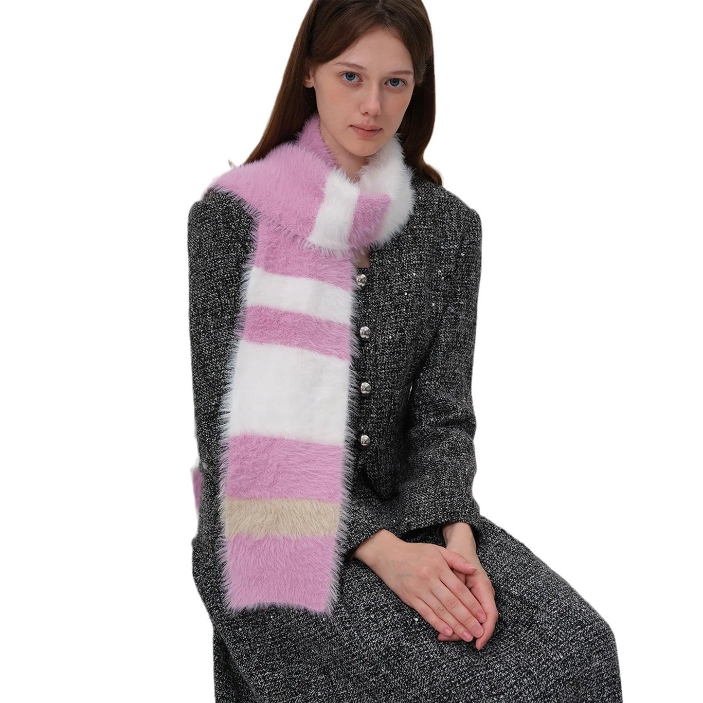 Korean Style Soft Warm Stripe Knitted Scarf for Autumn/Winter