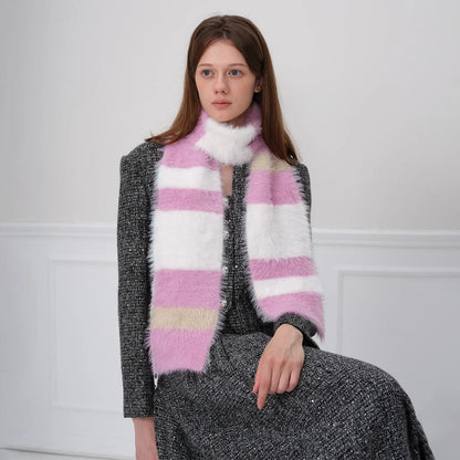 Korean Style Soft Warm Stripe Knitted Scarf for Autumn/Winter