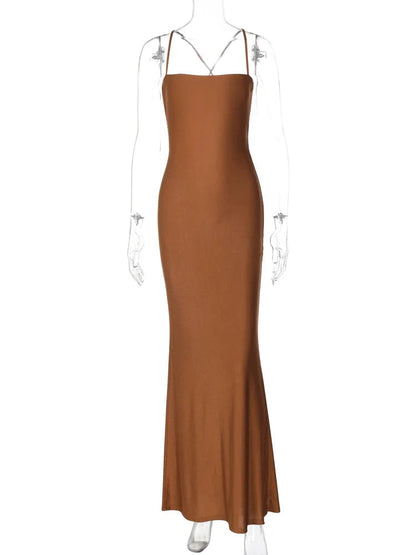 Backless Draped Bandage Maxi Christmas Party Dress