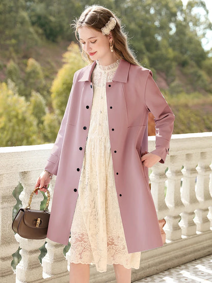 British Mid-length High-grade Gentle Retro Turn-down Collar Coat