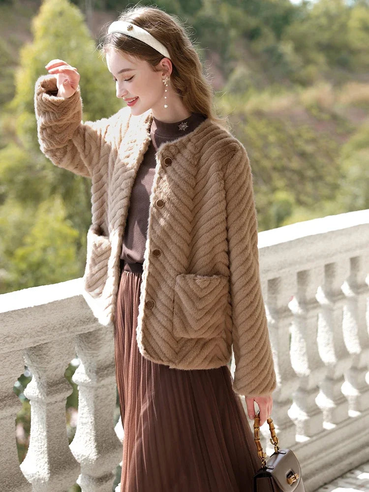 Casual Basics Lazy Shearling Hairy Vintage Quality Outwear Coat