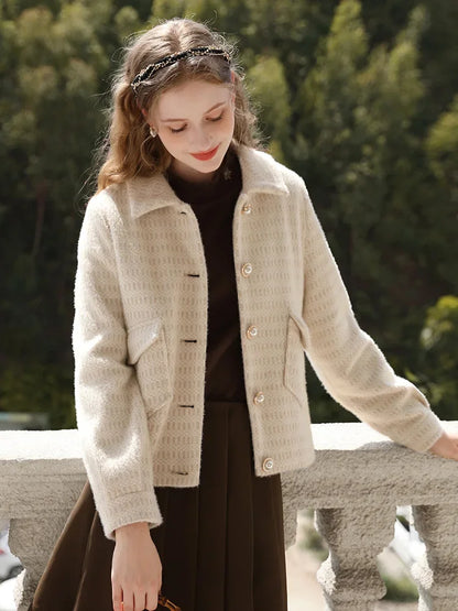 French Small Fragrance Lapel Vintage Quality Warm Leisure Coat