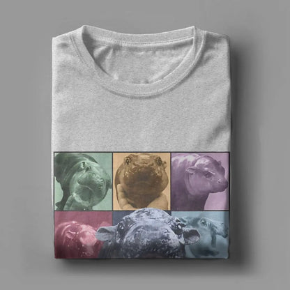 Famous Baby Pigmy Hippo Cotton O Neck Funny Meme Short Sleeve T-Shirt Men Moo Deng