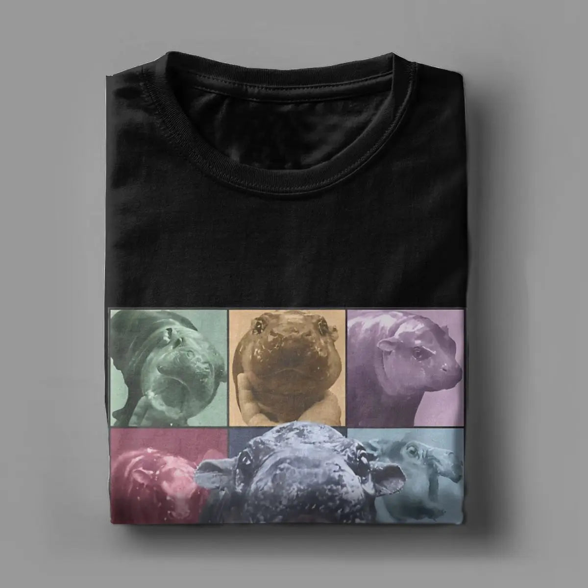 Famous Baby Pigmy Hippo Cotton O Neck Funny Meme Short Sleeve T-Shirt Men Moo Deng