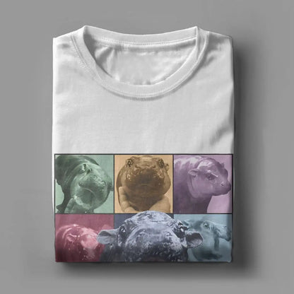 Famous Baby Pigmy Hippo Cotton O Neck Funny Meme Short Sleeve T-Shirt Men Moo Deng