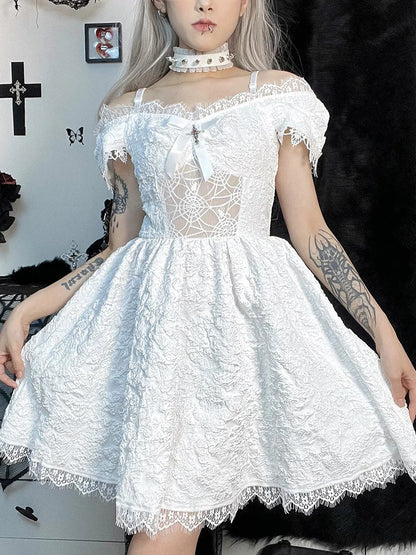 Cutouts Waist Prom One Aesthetic Strap Lace Clubwear Mini Grunge Party Shoulder A-Line Y2K High Dress Elegant Sexy