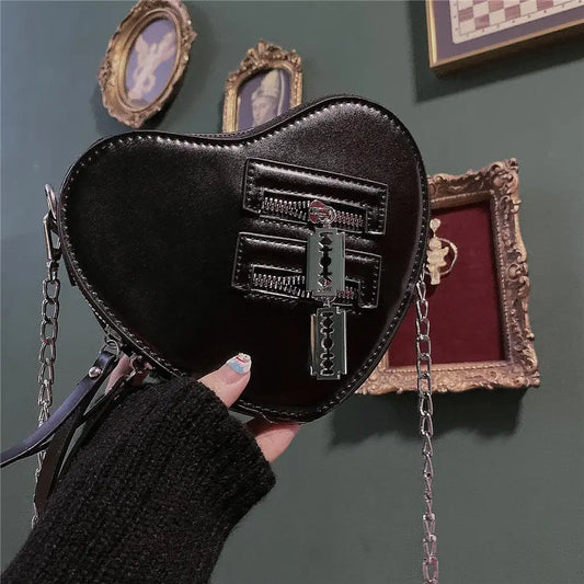 PU Heart Harajuku Leather Grunge Gothic Street Y2k Bag High Aesthetic