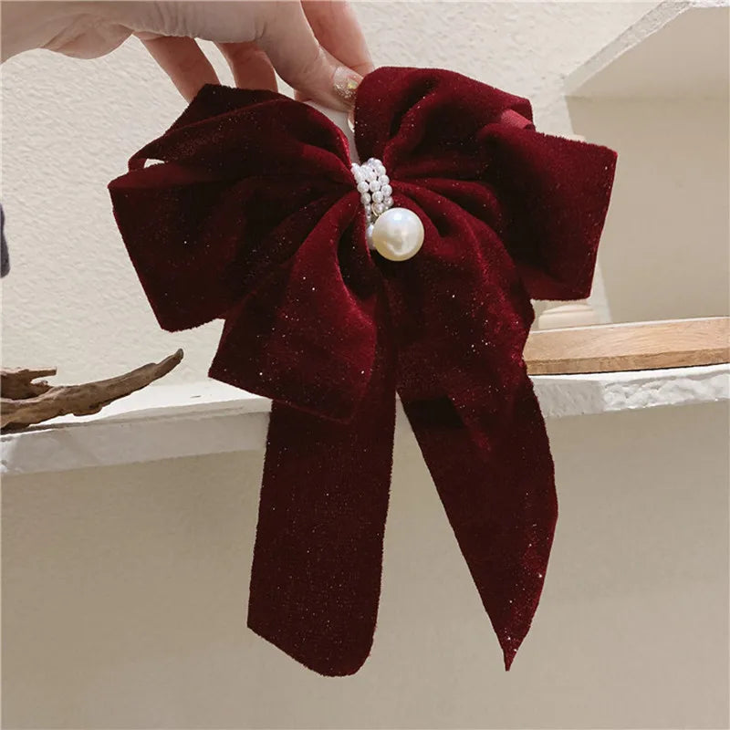 Velvet Bow-knot Christmas Hair Accessory - Large Size