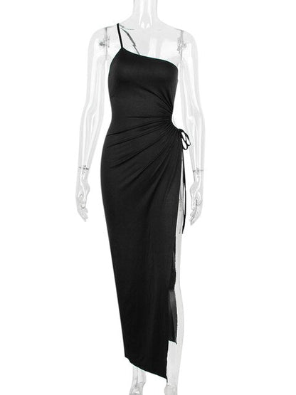 Amy Fashion - Asymmetric Cut Out High Split Maxi Dress