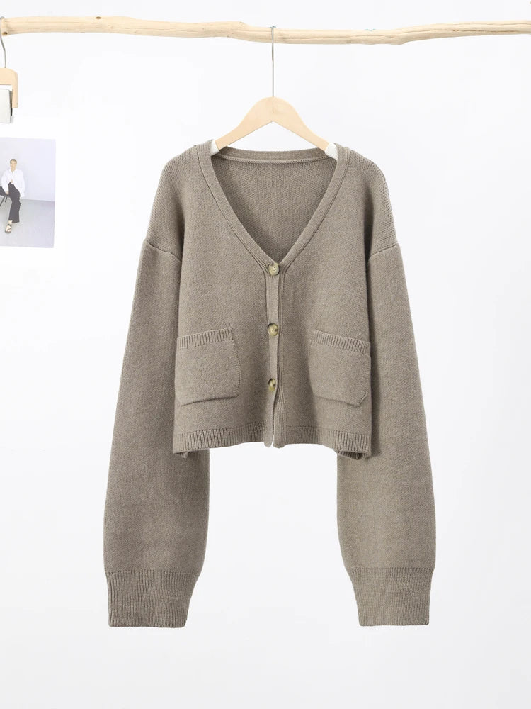 Knit Cardigan Autumn Gentle Solid Long Sleeve Single Breasted Sweater