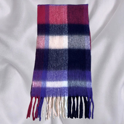 Elegant Minimalist Plaid Long Shawl Thickened Warm Scarf for Women