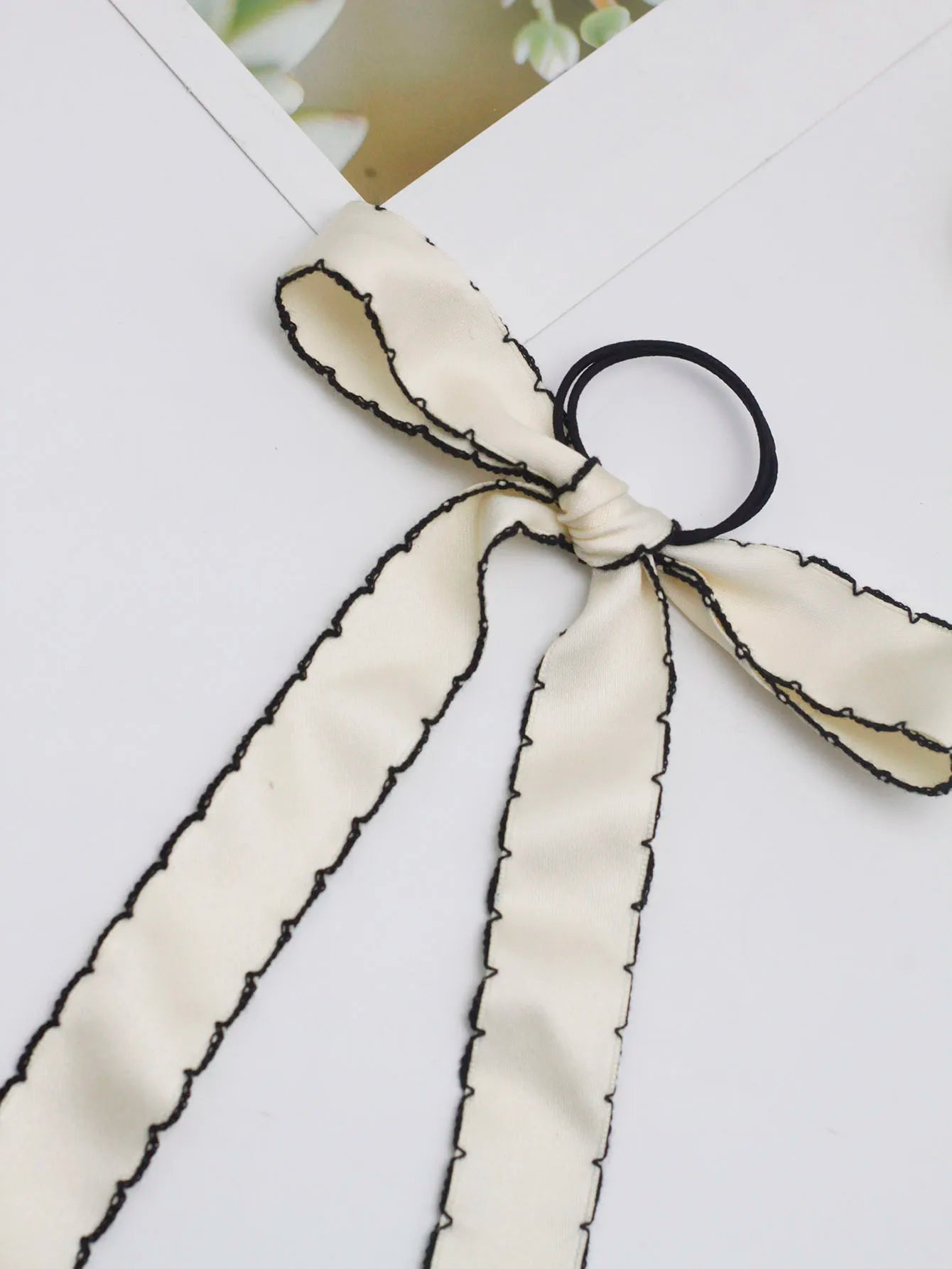 Long Tassel Streamer Elastic Ribbon Bowknot Hair Accessory for Christmas