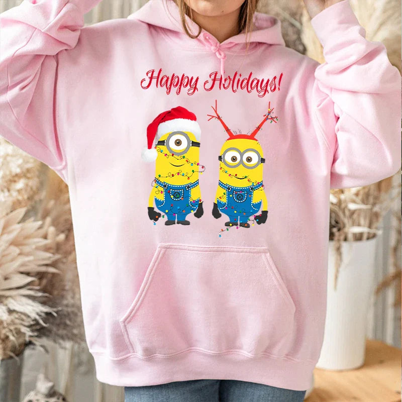 Merry Minions Plus Velvet Christmas Hoodie