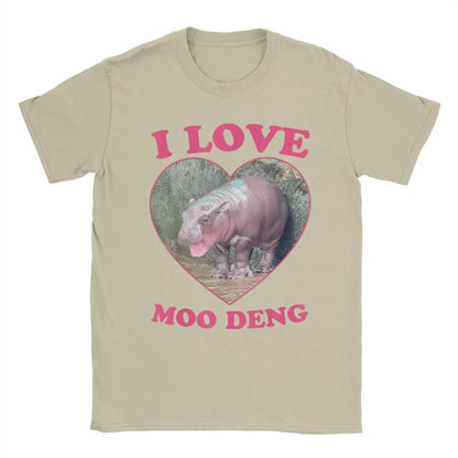 Funny Meme Casual Cotton Baby Pygmy Hippo Men O Neck Short Sleeve Tee Shirt Moo Deng