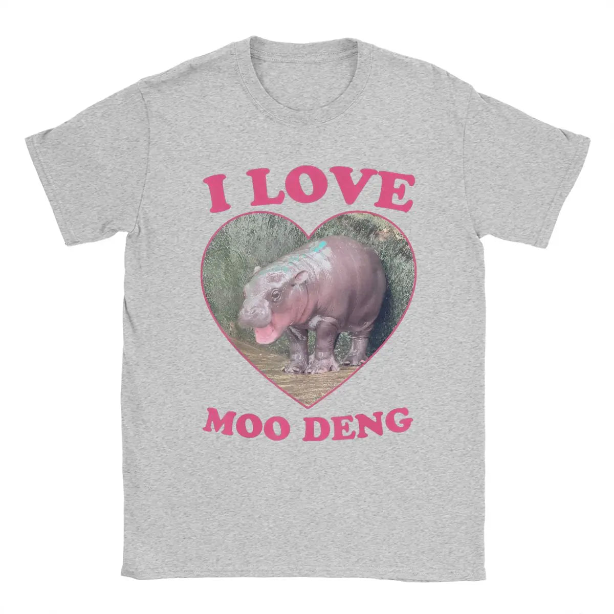 Funny Meme Casual Cotton Baby Pygmy Hippo Men O Neck Short Sleeve Tee Shirt Moo Deng