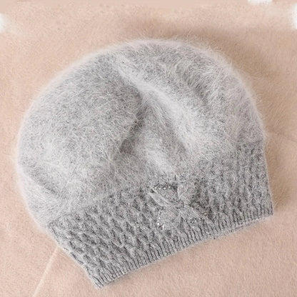 Rabbit Hair Ear Protection Knitted Woolen Beret Hat