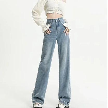 Amy Fashion - Summer Light Straight Artistic Washable Lazy Buttons Versatile New Women's Jean