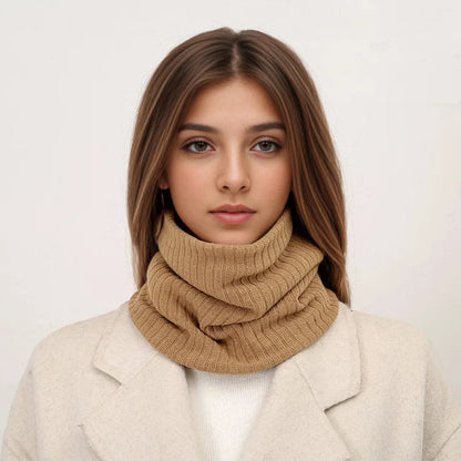 Cashmere Knit Ring Wool Neck Warmer Scarf for Women