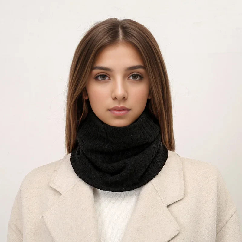 Cashmere Knit Ring Wool Neck Warmer Scarf for Women