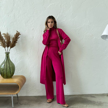 Minimalist Casual Knit Three-Piece Simple Suit