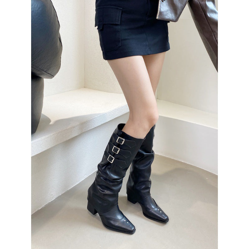 Mela Brown Convertible Detachable Long Tube Short Martin Boots Autumn Winter Shoes