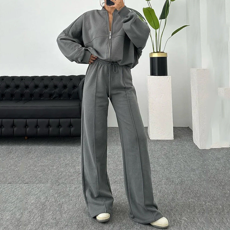 Fashion Casual Loose Solid Two-Piece Suit