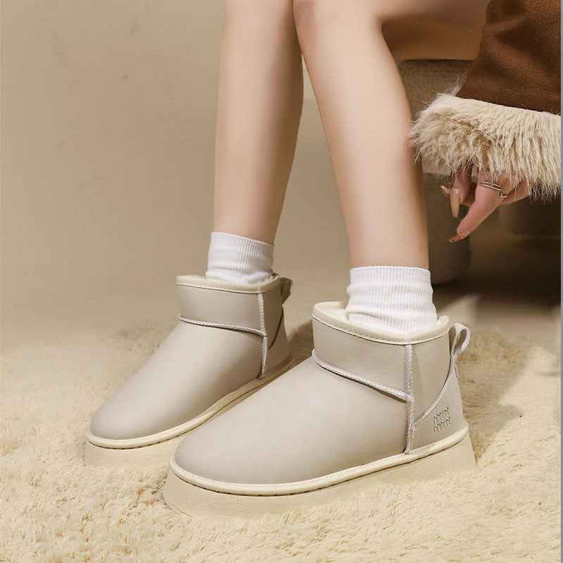 Thick Sole Height Increasing Fleece Lined Plus Size Casual Warm Winter Short Snow Boots Shoes