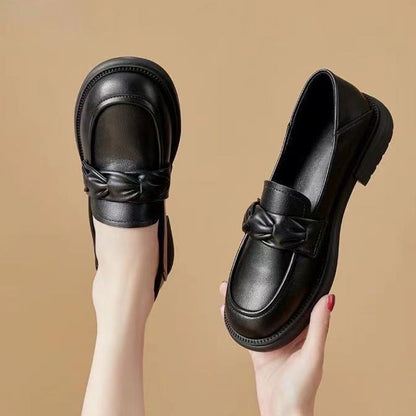 Loafers Spring Summer 2024 Korean Style Versatile Flat Shoes with Skirt Women's Chunky Heel Shoes