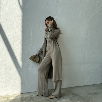 Minimalist Casual Knit Three-Piece Simple Suit