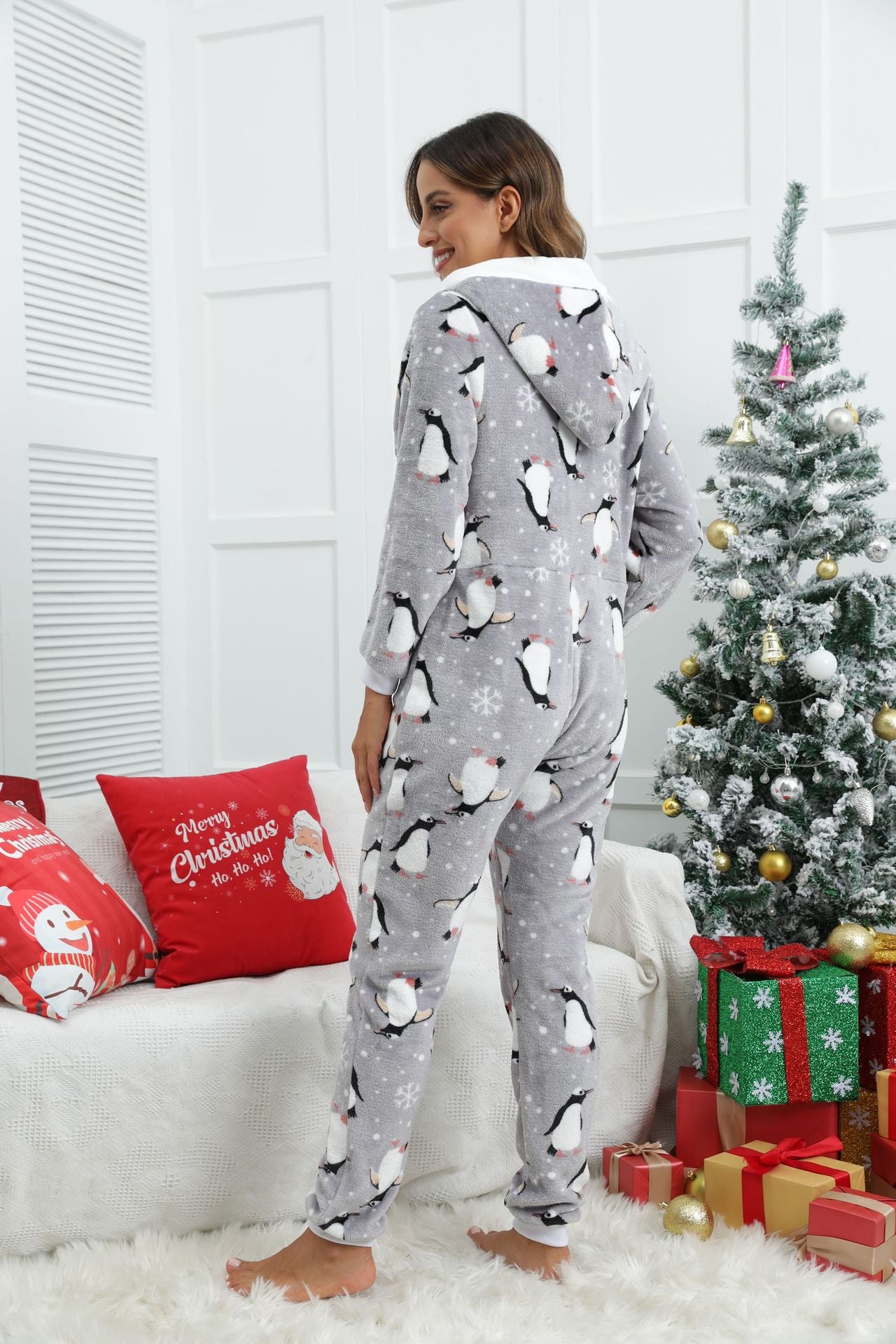 Halloween Flannel One-Piece Pajama Homewear Suit