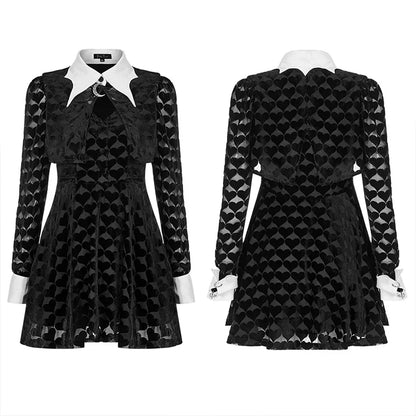 Dark Bat White Collar Little Black Fake Two Piece Small Shawl Daily Gothic Dress