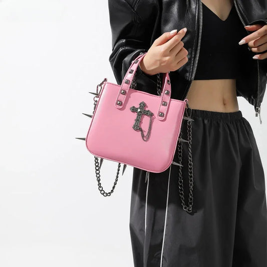 Casual Vintage Y2K Aesthetic Crossbody Punk Shoulder Gothic Korean Rivets Bag